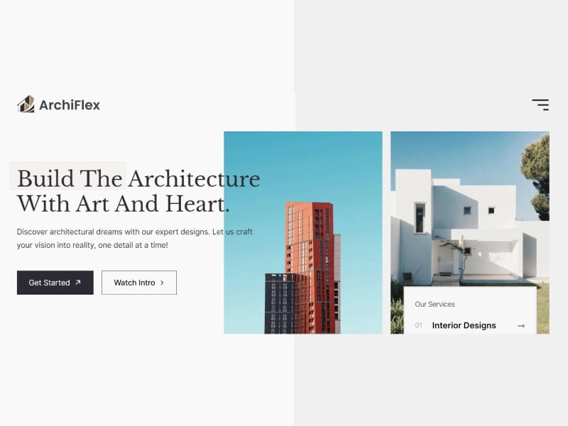 Side Menu for an Architecture Website